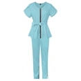 thumbnail image 5 of Gyexs Womens Scrubs Set Cute Scrub Top & Pants with Zipper Multiple Pockets, Antiwrinkle, Slim Fit Workwear Uniforms (Blue Size XL), 5 of 6