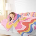 thumbnail image 4 of Manfei Modern Geometric Queen Comforter Set,Wave Lines Pattern Bedding Sets,Colorful Striped Bedding Comforter Set For Girl Boys,Super Cozy Room Decor Reversible,3 Pieces, 4 of 8