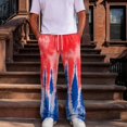 thumbnail image 2 of Men Gradient Tie Dye Printed Baggy Pants Elastic Drawstring Waist Wide Leg Casual Sweatpants Loose Streetwear Long Trousers With Pockets 2XL, 2 of 8