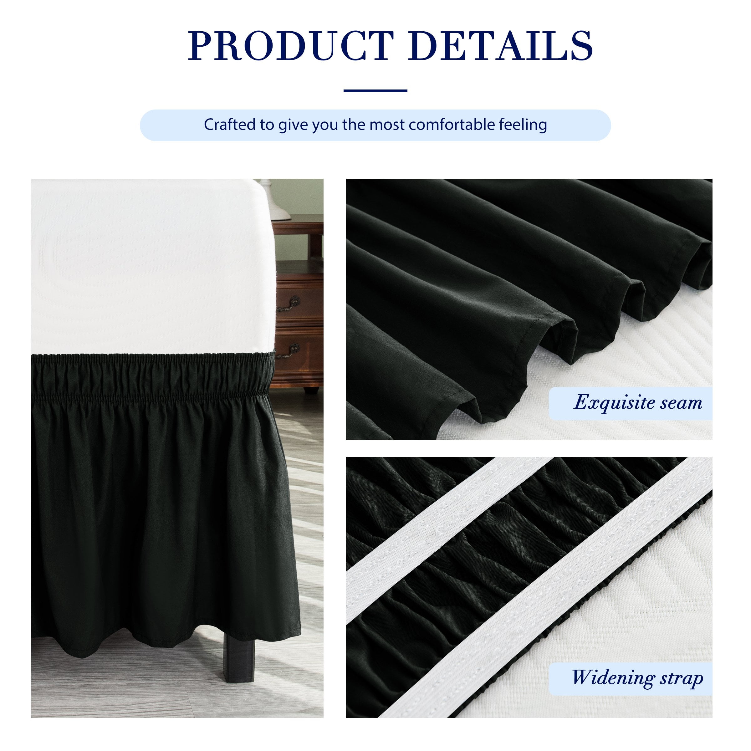 Wehilion Elastic Wrap Around Bed Skirt Dust Ruffle Smooth Soft Bed Frame Cover, Wrap Around Bed Skirt