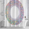 thumbnail image 2 of Circular Pattern Shower Curtain for Bathroom, Colorful Wave Point Retro Art Texture Waterproof Cloth Fabric Bathroom Accessories Set with 12 Rust Proof Plastic Hooks, 36"x72", 2 of 9