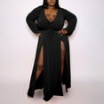 thumbnail image 1 of LSLJS Robe Fendue à Manches Longues Couleur Unie Mode Femme, Robe Grande Taille Cadeaux pour Femmes, 1 of 5