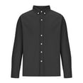 thumbnail image 3 of Iugvhana Men's Casual Solid Color Shirts Slim Fit Turndown Collar Long Sleeve Shirt Tops Button Down Shirt Blouse Black XXXL, 3 of 5