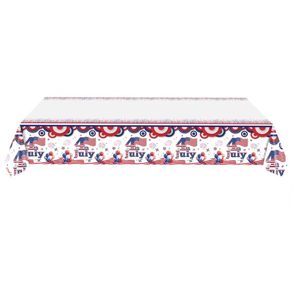 JeashCHAT Patriotic Tablecloth, 4th of July Decorations 54" x 108" Disposable Plastic Tablecloth for Memorial Day Independence Day, Patriotic Themed Party Supplies