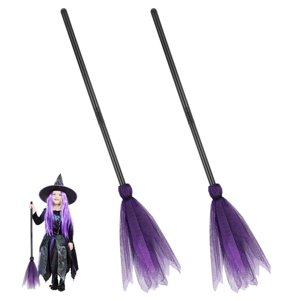 FELTECHELECTR 2 piezas de escoba de bruja para Halloween, accesorios decorativos para disfraz, espectáculo de máscaras, escoba milagrosa, escoba de bruja para fiesta de disfraces de Halloween.