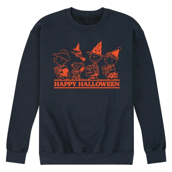 Peanuts - Orange Happy Halloween - Men's Crew Neck Fleece Pullover