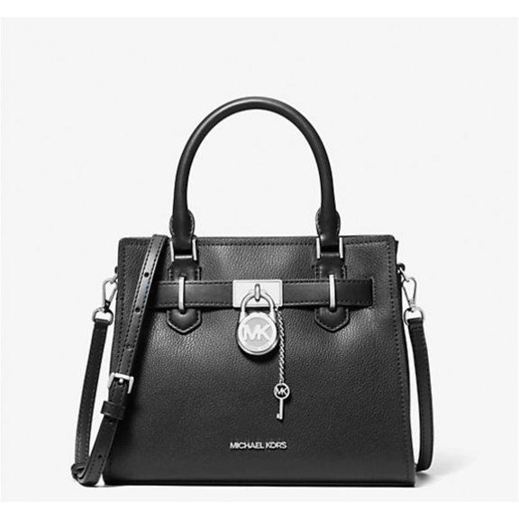 Open Box Michael Kors Hamilton Women Small Leather Crossbody Satchel Purse Bag Black