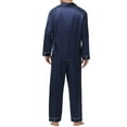 thumbnail image 6 of Mqqzkk Mens Pajamas Sets Long Sleeve Laple Collar Sleepwear Button -Down Loungewear Pjs Set Soft Nightwear with Pockets S, 6 of 7