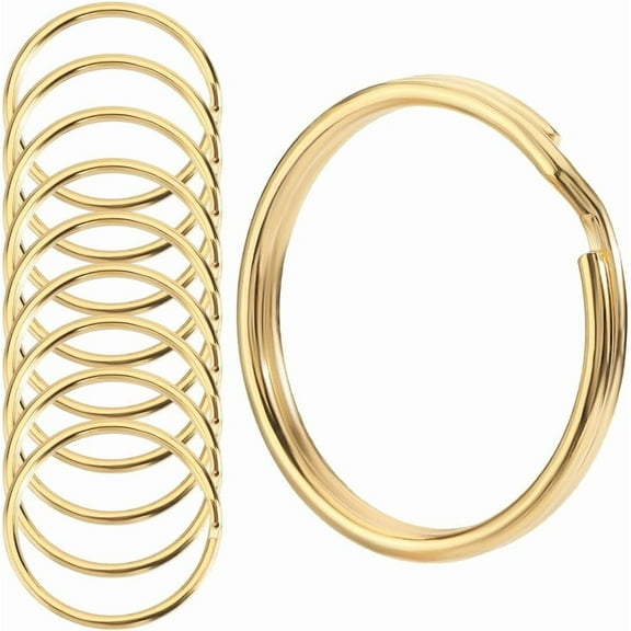 1 Box 60Pcs Flat Gold Key Rings Split Keyrings Metal 1 Inch Iron Round O Circular Open Double Loop Keychain Ring Clips Findings