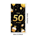 thumbnail image 5 of Black Background Glittery Golden 50th Birthday Banner with Balloons Cakes Crowns and Stars for Birthday Party Decorations Photography Props and Happy Moments, 5 of 7