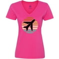 thumbnail image 3 of Inktastic Airplane Pilot Vintage Sunset Women's V-Neck T-Shirt, 3 of 5