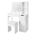 thumbnail image 6 of Mainstays Get Ready with Me GRWM Deluxe 2-Piece Right Vanity and Stool with Lighted Mirror and USB Power, White Finish, 6 of 15