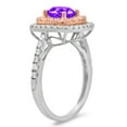 thumbnail image 2 of 1.615 ct Round Cut Natural Amethyst Solitaire with Simulated Diamond Accents 18K White/Rose Gold Womens Engagement Ring, 2 of 3
