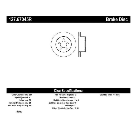 StopTech 127.67045R StopTech Sport Rotors; Drilled And Slotted; Front Right;11.02 in. Dia.; 3.07 in. Height; Fits select: 1997 ,1999-2006 JEEP WRANGLER / TJ