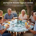 thumbnail image 3 of Round Outdoor Tablecloth with Umbrella Hole and Zipper, Coastal Octopus Tablecloth with Elastic Waterproof, Cyan Nautical Fish Shells Seaweeds Patio Table Covers for 45" - 54" Picnic Pool Tables, 3 of 9
