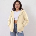 thumbnail image 4 of WTOBBY Women's Off Shoulder Zipper Hoodie Sweatshirt Fashion Clothing Casual Jacket, Modern Cropped Style with Front Pocket and Comfortable Streetwear Look,Khaki S, 4 of 5