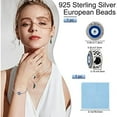 thumbnail image 2 of 925 Sterling Silver Evil Eye Beads with Cubic Zirconia and Enamel Fatima Hand Charms for European Snake Charm Bracelet for Mother Daughter Birthday Gifts, 2 of 7
