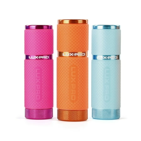 LUXPRO Bright 40 Lumen Gels LED Flashlight - Fun Colors and Glow-in-the-Dark Rubber Grip with Matching Wrist Lanyard - Batteries Included - Pack of 3 - Pink  Orange  Teal