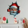 thumbnail image 3 of 3PC Christmas Creative Wall Sticker, Santa Claus Breaking Through Wall Design, Reindeer Door Stickers, Removable Winter Holiday Xmas Break Through Walls Decor, for Window Refrigerator Decorations, 3 of 6