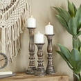 thumbnail image 2 of DecMode 3 Candle Dark Brown Wood Candle Holder, Set of 3, 2 of 8