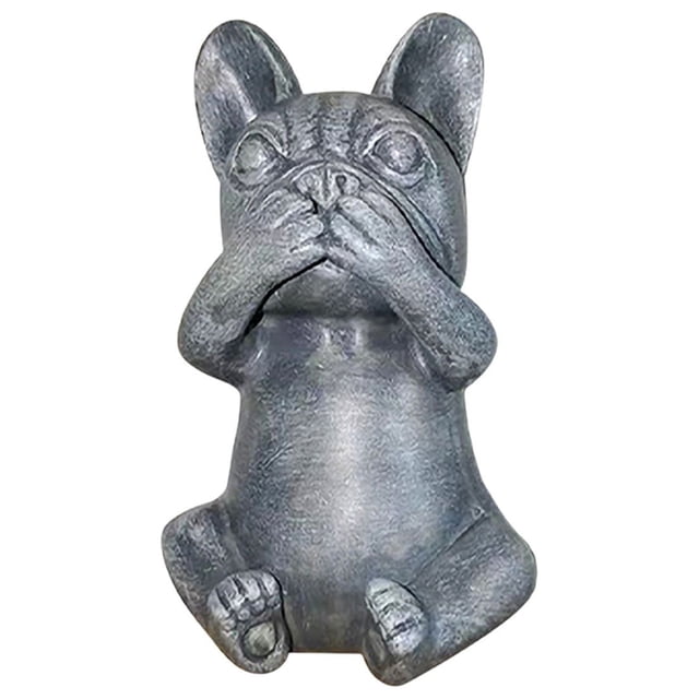 SDNall Décorations de Jardin Extérieures, Décoration de Jardin Extérieur, Statues pour Décoration Intérieure, Statue de Chien en Résine Française pour Méditation, Décoration Intérieure Zen et Sculpture de Jardin Artisanale