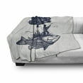 thumbnail image 3 of Gone Fishing Soft Flannel Fleece Blanket, Abstract Graphic of Man and Tree Silhouette on Fish Shape Island, Cozy Plush for Indoor and Outdoor Use, 50" x 70", Coconut Dark Violet Blue, by Ambesonne, 3 of 6