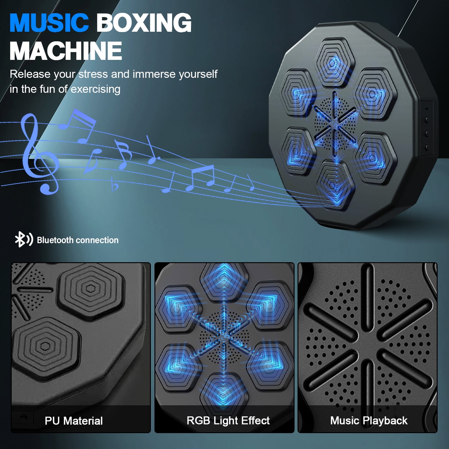 Smart Music Boxing Machine,Boxing Speed,Musical Boxing Machine,  Rechargeable Bluetooth Connected Boxing Equipment with Gloves for  Competitions Workout
