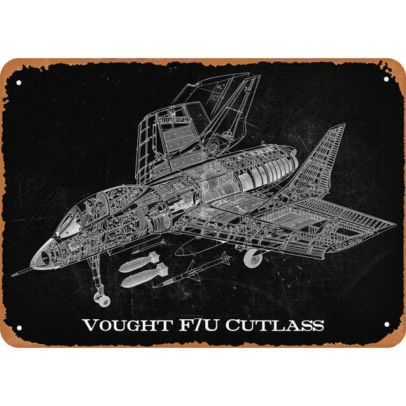 Vought F7U Cutlass Aircraft Cutaway Retro Vintage Decorative Metal Tin Sign 8x12 Inch