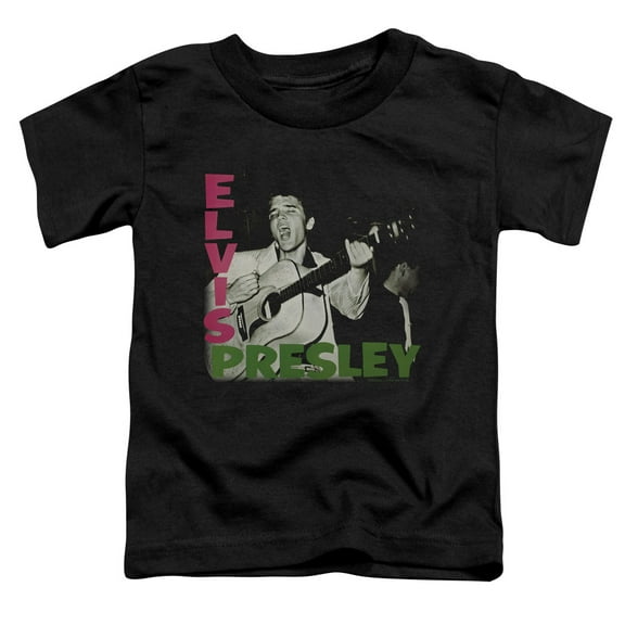 Trevco ELV660-TT-3 Elvis Presley & Album Toddler Short Sleeve T-Shirt, Black - Large - 4 Toddler