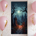 thumbnail image 1 of Gothic Design Halloween Banner Spooky Graveyard Full Moon Haunted Backdrop for Halloween Party Decoration Night Event, 1 of 5
