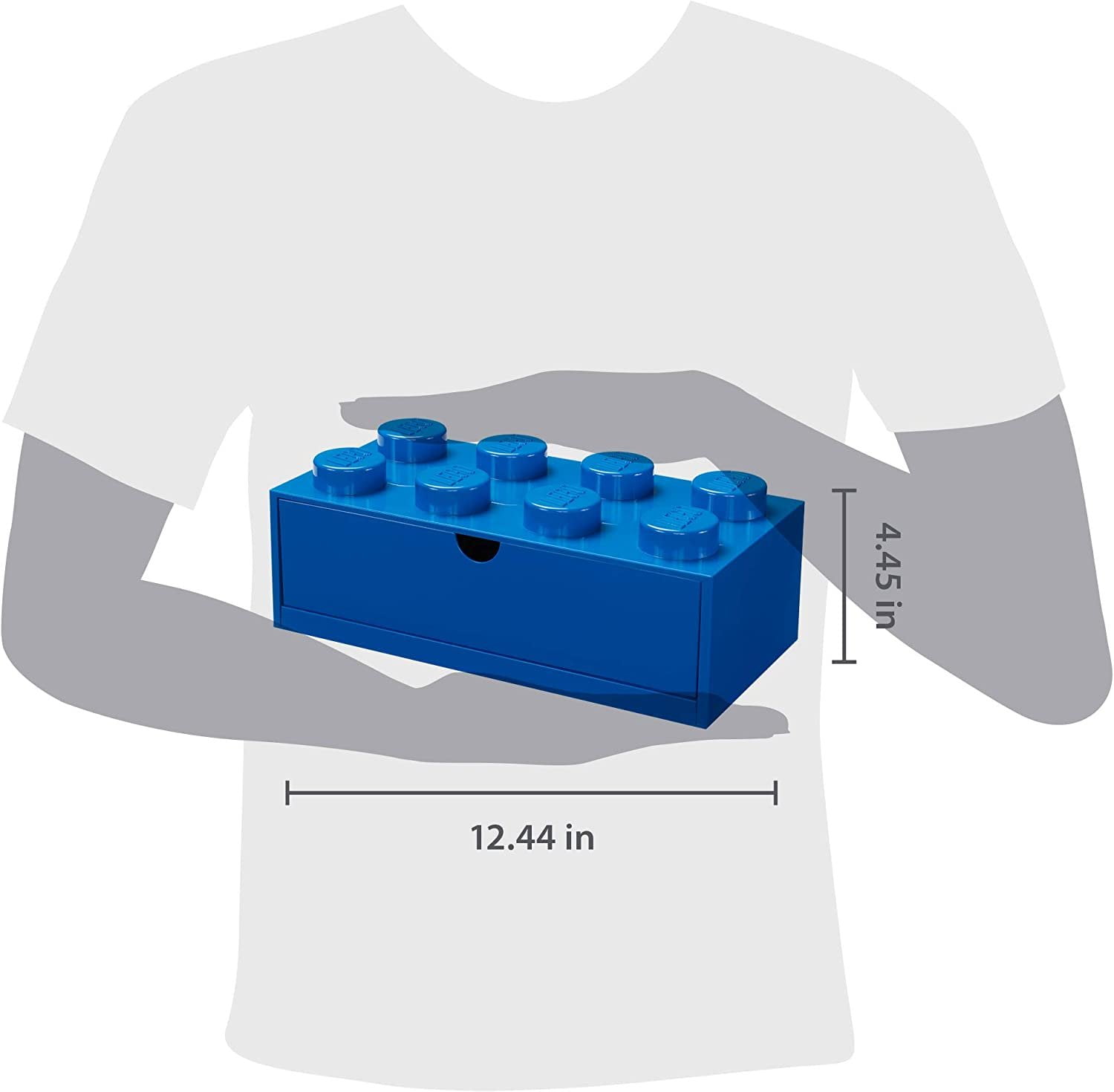 Room Copenhagen Lego Storage Brick 8 Desk Drawer, 8-Stud Stackable Tabletop Storage Box, 12.4 x 6.2 x 4.4 in, Bright Blue
