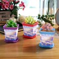 thumbnail image 6 of HemaKayy Decorative Planter Pot Set - Perfect for Small Plants - Colorful Design With Drainage Hole - Ideal for Home and Garden Decor - Set of 8 - Unique Marble Texture, 6 of 6