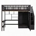 thumbnail image 6 of Full size Loft Bed with Bookshelf, Drawers, Desk and Wardrobe in Espresso - Sturdy & Unique Design, 6 of 19