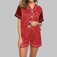 thumbnail image 2 of Jalioing Pajamas Set Womens Short Sleeve Lounge Sets Button down Collar Shirt and Shorts 2 Piece Outfits, 2 of 5