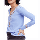 thumbnail image 1 of Free People Camiseta Henley térmica bordada para mujer, azul, mediano Free People  henley, 1 of 2