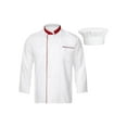 thumbnail image 1 of renvena Unisex Chef Work Uniform Long Sleeve Chef Jacket with Hat Set for Baking Western Restaurant Red XL, 1 of 7