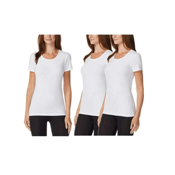 32 Degrees Women's Scoop Neck Short Sleeve Cool Tee, White, Medium, 3 Pack  - Walmart.com