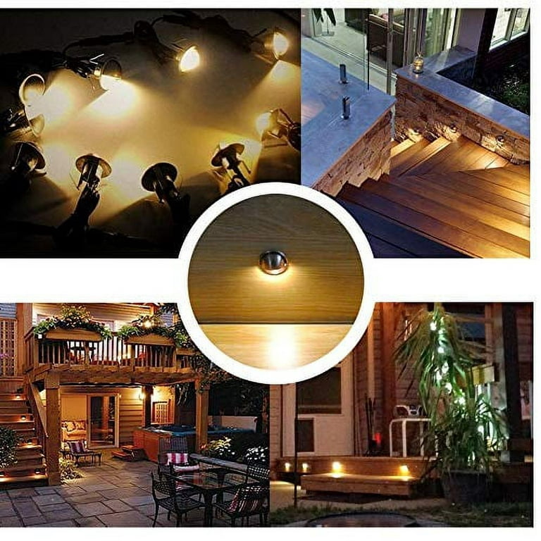 QACA 20 Pack LED Stair Lights Kit Low Voltage Landscape Lights Waterproof  IP65 Outdoor 1-2/5 Recessed Wood LED Deck Lighting Yard Garden Patio Step  Landscape Pathway Decor Lamps, Warm White 