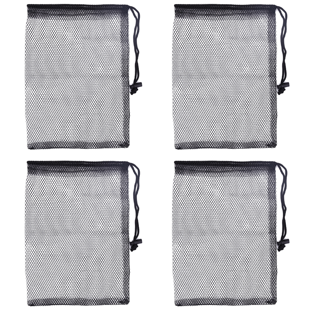 4pcs Durable Mesh Drawstring Bags Nets Bags Pouch Tennis Ball Carrying