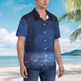 thumbnail image 5 of Xecao Retro Blue Glitter print Hawaiian shirt - a stylish short-sleeve button-down for men, perfect for casual beach and tropical outings., 5 of 9