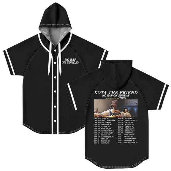 Kota The Friend No Rap On Sunday Tour 2025 Merch Hooded Baseball Jersey Short Sleeve Shirt Women Men Crewneck Tee
