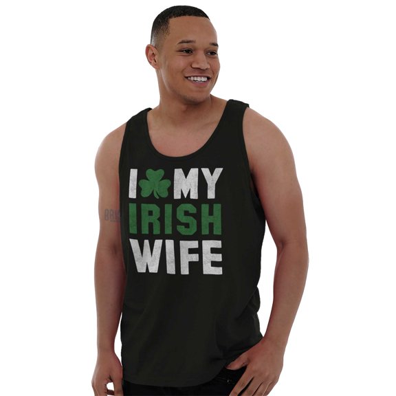 St Patricks Day I Love My Irish Wife Tank Top Sleeveless Tee Men Brisco Brands S