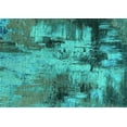 thumbnail image 1 of Ahgly Company Machine Washable Indoor Rectangle Oriental Turquoise Blue Industrial Area Rugs, 2' x 5', 1 of 4