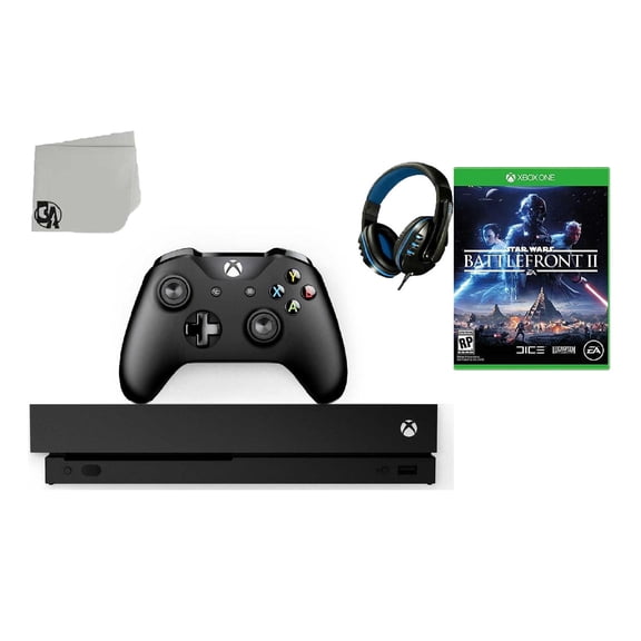 Pre-Owned Microsoft Xbox One X 1TB Gaming Console Black with Battlefront II BOLT AXTION ( )
