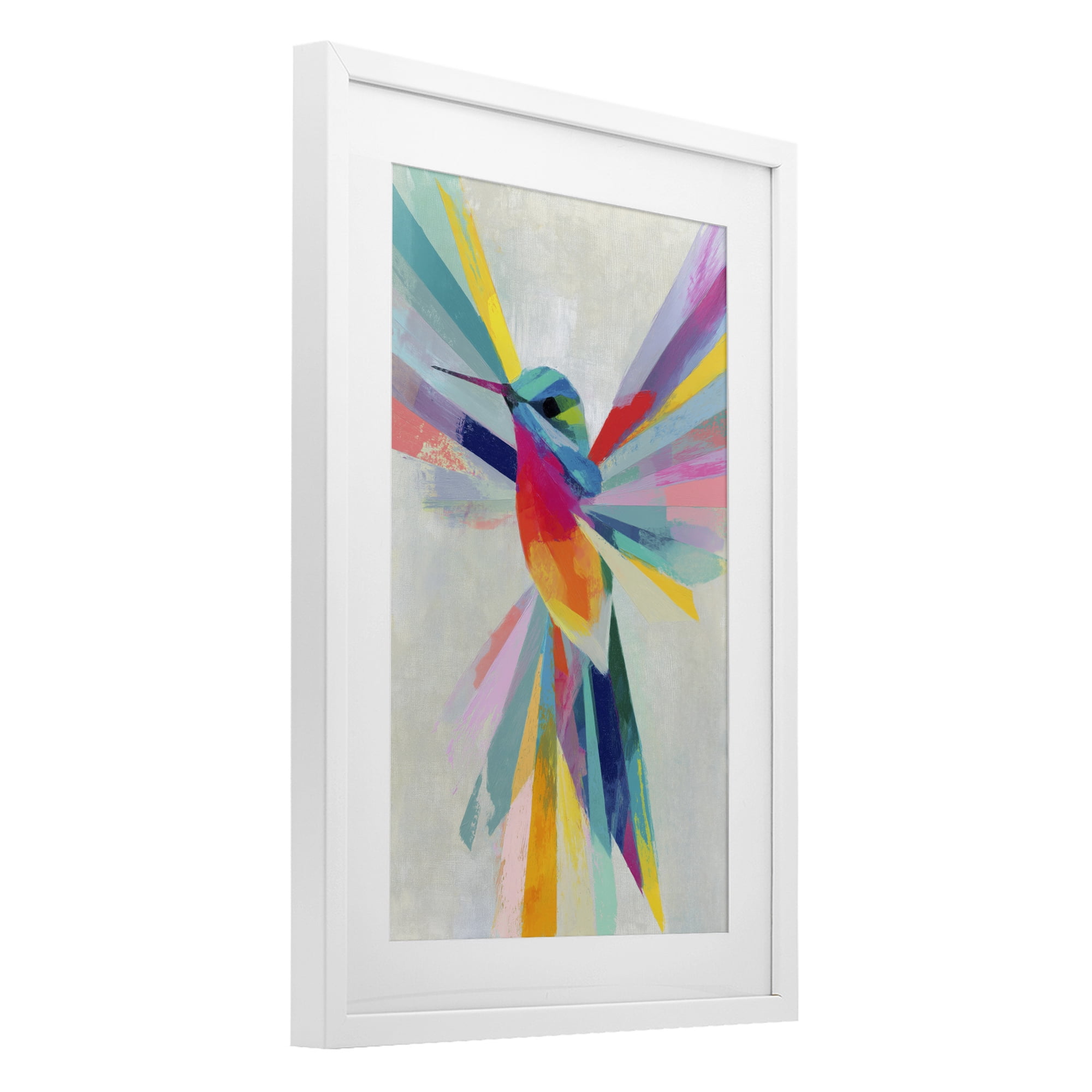 Stupell Industries Rainbow Winged Hummingbird White Framed Print Under Glass, design by Chromatic Storm Studio