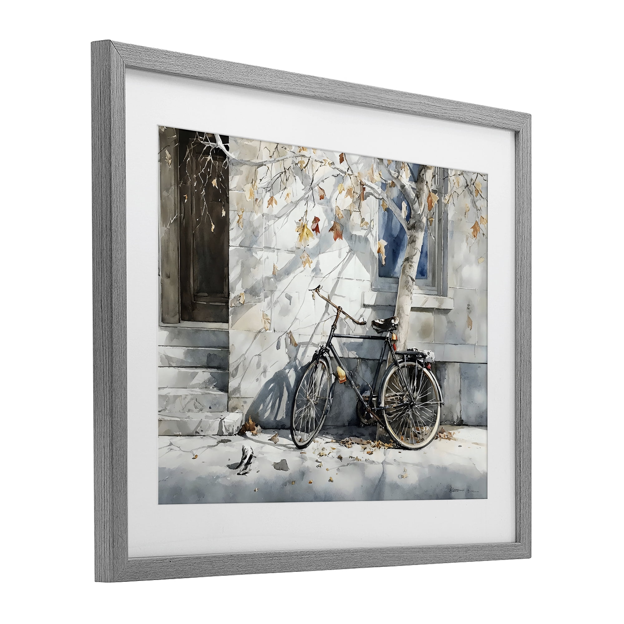 Stupell Industries Autumn Ride on Quiet Street Gray Framed Print Under Glass, design by Franklyn Gregory