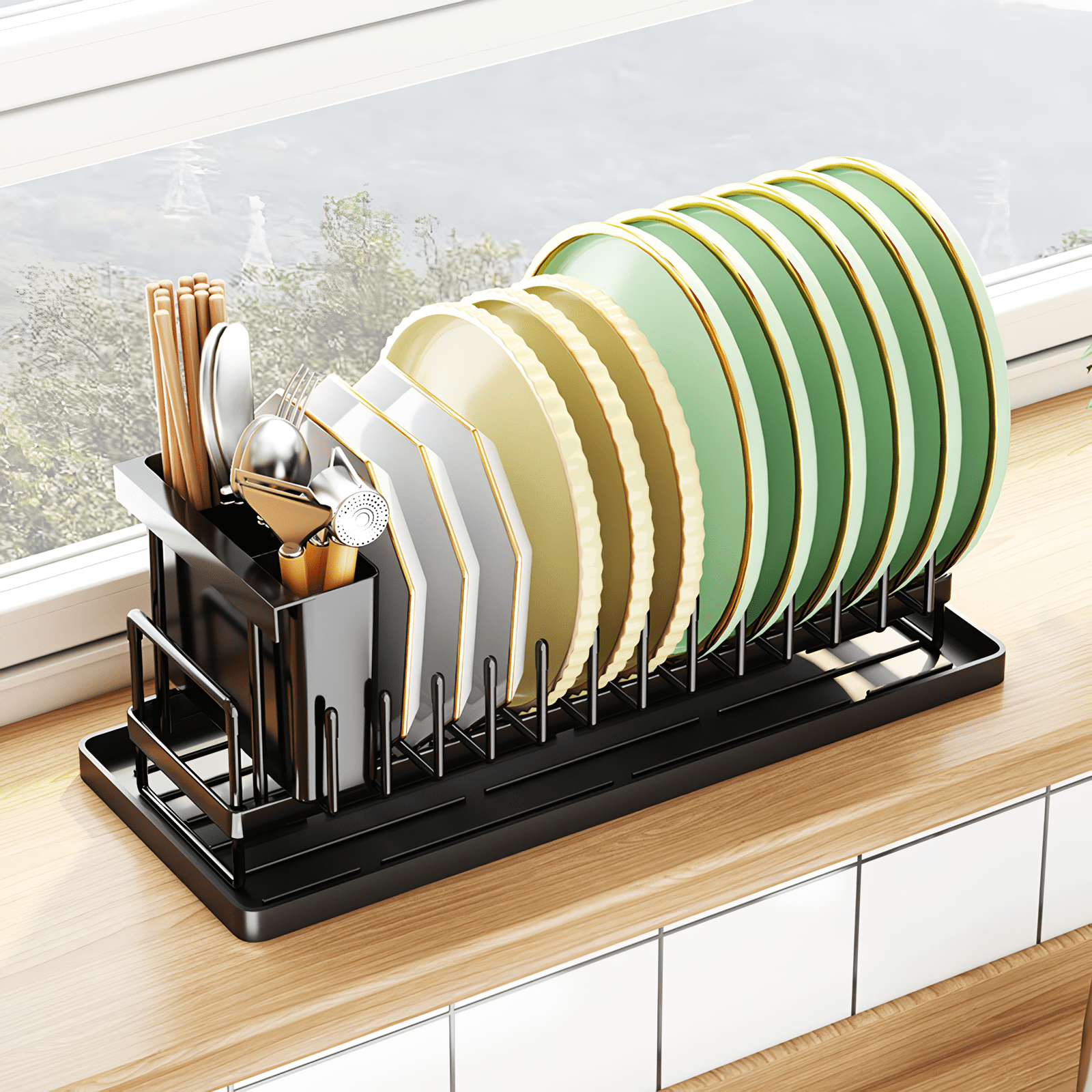  TQVAI Stainless Steel Dish Drying Rack with Drainboard, Rod and  Sponge Hook Holder, Hanging Dish Drainer, Over The Sink Dish Rack - Silver:  Home & Kitchen