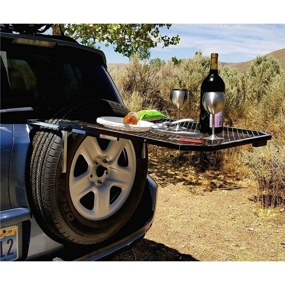 Tailgater Tire Table Original Durable Powder Coated Steel Tire Mounted Table