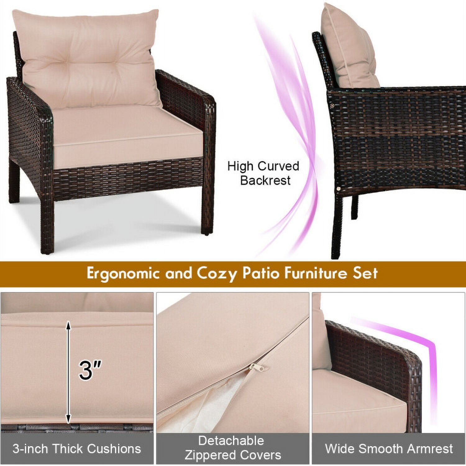 Aimee Lii 5 Pcs Patio Rattan Wicker Sofa Furniture Set, Outdoor Patio Furniture