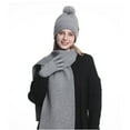thumbnail image 2 of qolati Women Winter Hat Scarf Gloves 3 in 1 Set Warm Knit Beanie Hat Touchscreen Gloves Set Winter Long Scarf Fleece Lined Skull Caps for Women, 2 of 6